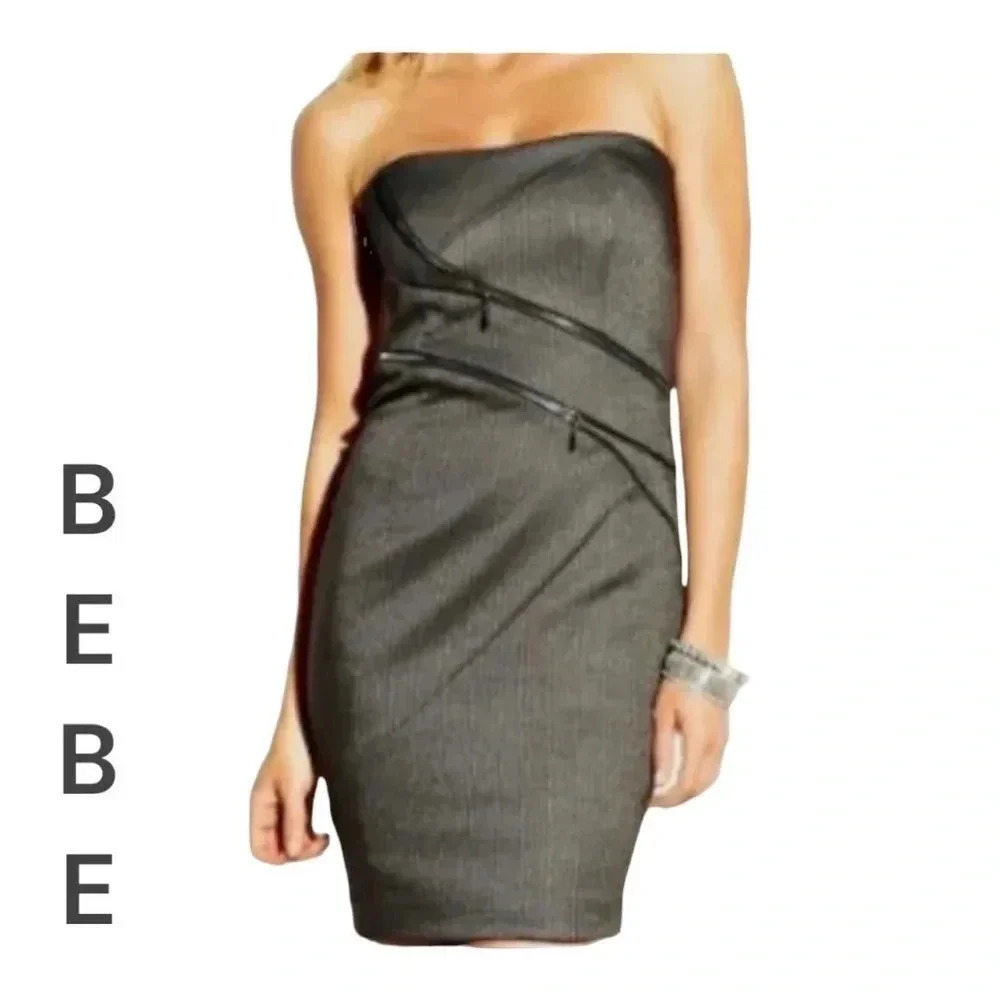 BeBe Women Herringbone Strapless
Gray‎ Dress size 6 Zips in the back